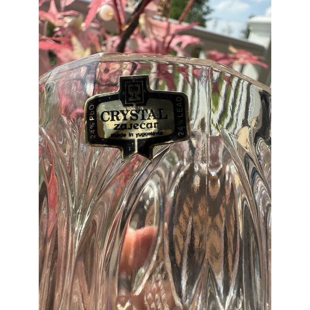 Set 4 Beautiful VTG Kristal Zajecar Medallion Highball Tumbler Crystal Glasses - Picture 5 of 9